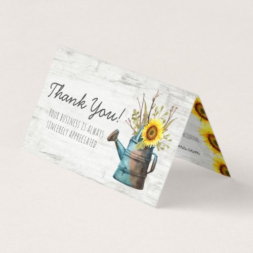 Sunflower Floral  Rustic Wood Cottage Thank You