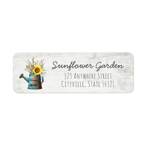 Sunflower Floral  Rustic Wood Return Address Label