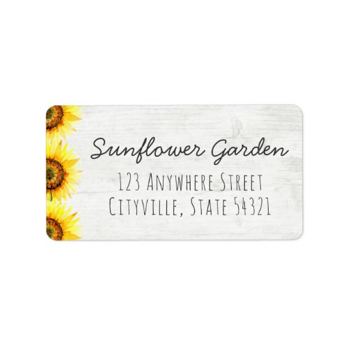 Sunflower Floral  Rustic Wood Vintage Cottage Label