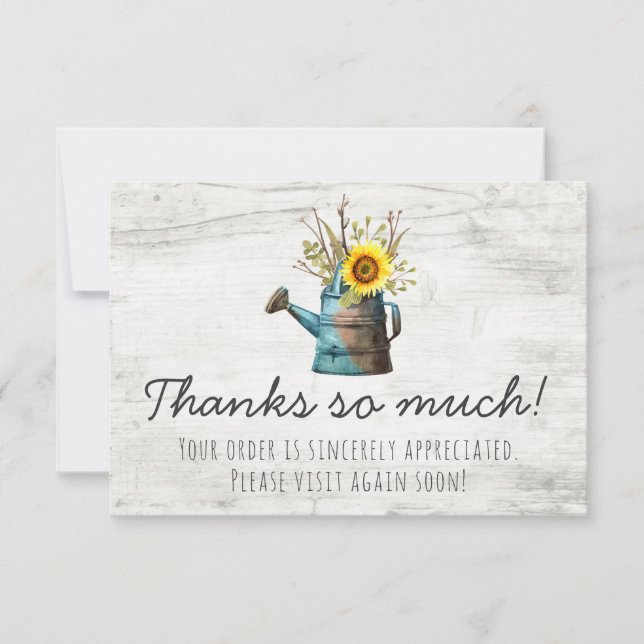 Sunflower Floral & Rustic Wood Vintage Thank You (Front)