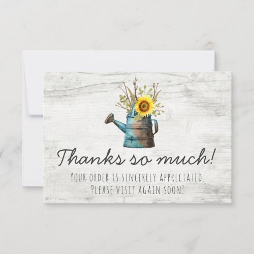 Sunflower Floral  Rustic Wood Vintage Thank You
