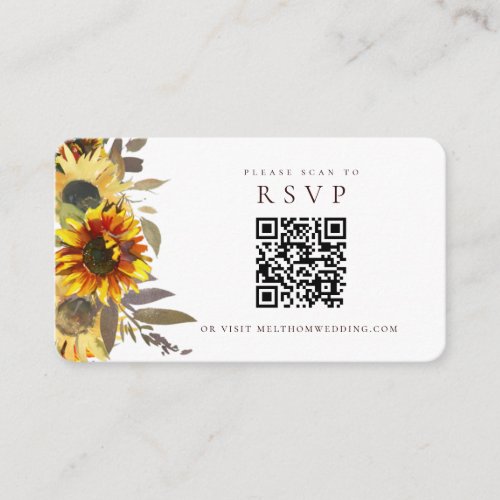  Sunflower Floral Scan to RSVP Wedding Website Enc Enclosure Card