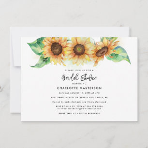 Sunflower Floral Script Custom Bridal Shower Invitation