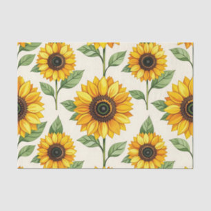 Sunflower Floral Seamless Pattern Bright Yellow Tissue Paper