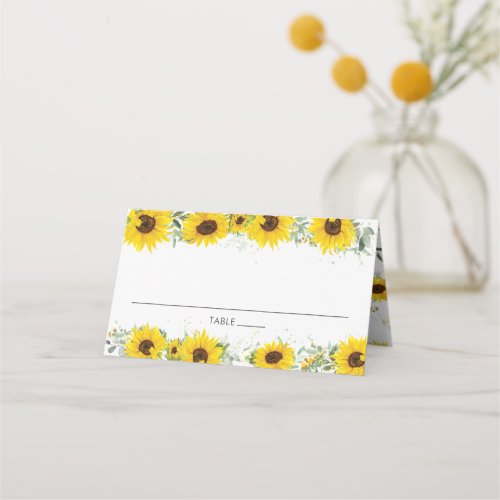 Sunflower Floral Shower Guest Name Place Card