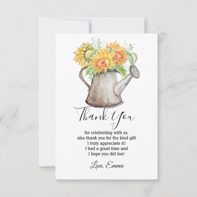 sunflower, floral  thank you card (Front)