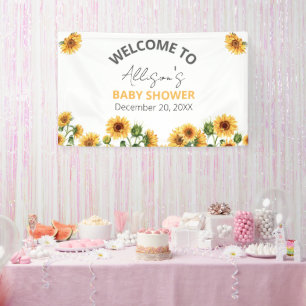 Sunflower Floral Theme Baby Shower Welcome Banner
