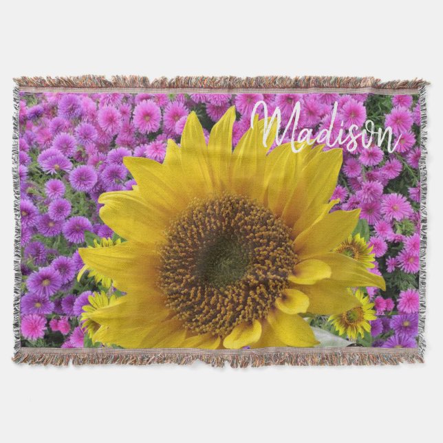 Sunflower Floral Throw Blanket (Front)