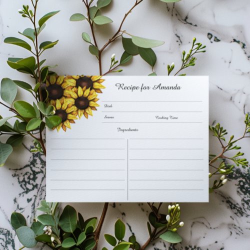 Sunflower Floral Watercolor Bridal Shower Enclosure Card