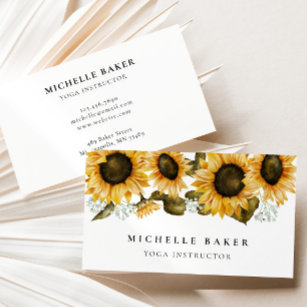 Sunflower Floral Watercolor Business Card