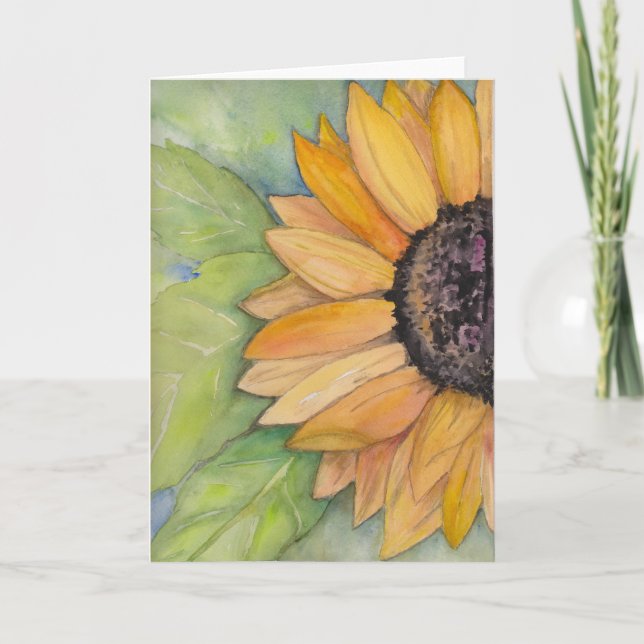 Sunflower Floral Watercolor Card (Front)