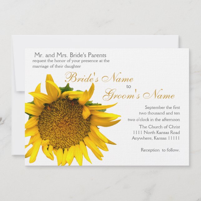Sunflower Floral Wedding Invitation (Front)