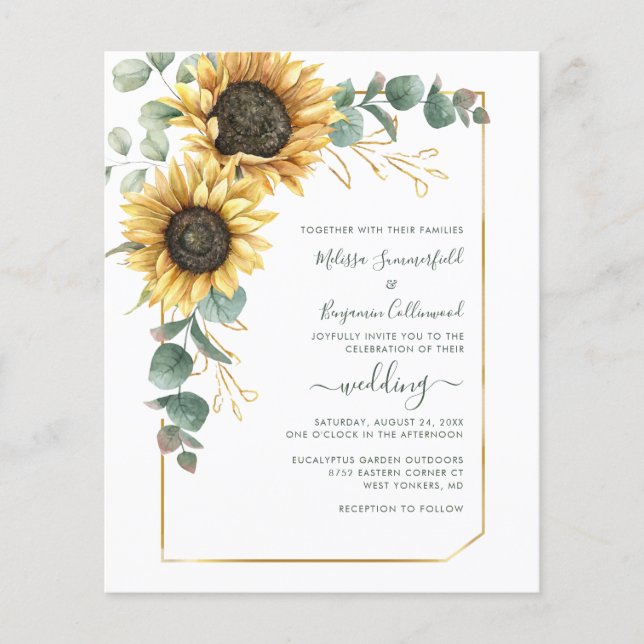 Sunflower Floral Wedding Invitation (Front)