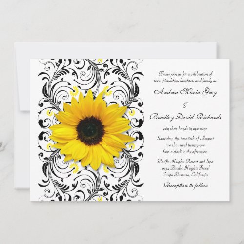 Sunflower Floral Wedding Invitation