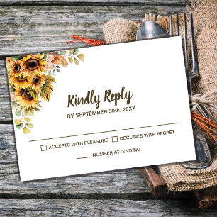 Sunflower Floral Wedding RSVP Card