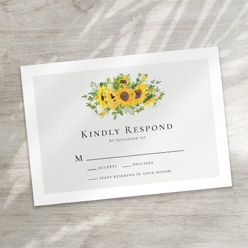 Sunflower Floral Wedding RSVP Card