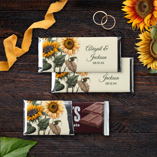 Sunflower Floral Wedding Rustic Hershey Bar Favors (Creator Uploaded)