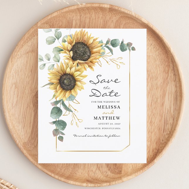 Sunflower Floral Wedding Save The Date (Sunflower Floral Wedding Save The Date)