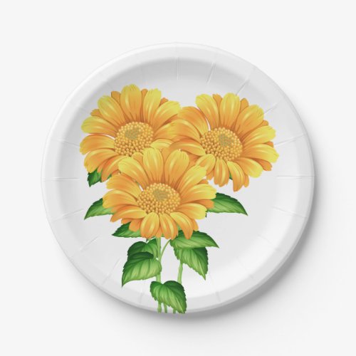 Sunflower Floral Wedding Summer Party Yellow Paper Plates