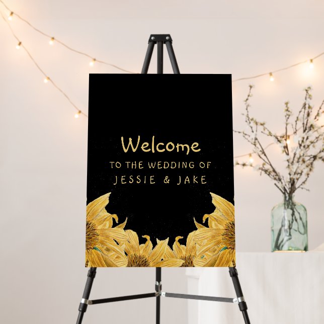 Sunflower floral wedding welcome sign (In Situ (Stand))