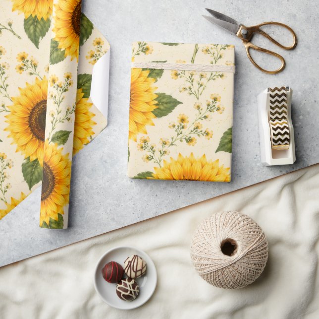 SUNFLOWER FLORAL WRAPPING PAPER (Crafts)