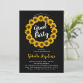 Sunflower Floral Wreath Graduation Party Invitation (Standing Front)