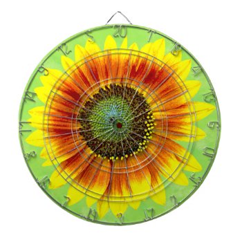 Sunflower Floral Yellow And Green Flower Garden Dartboard by FancyCelebration at Zazzle