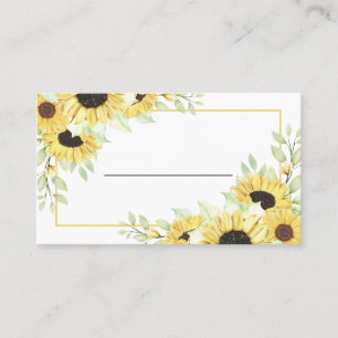 Sunflower Floral Yellow Country Garden Wedding Place Card