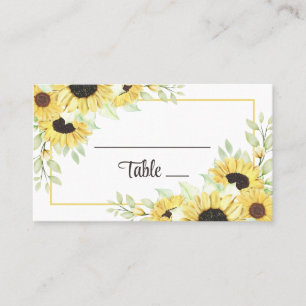Sunflower Floral Yellow Country Wedding Escort Place Card
