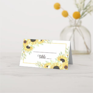 Sunflower Floral Yellow Country Wedding Escort Place Card