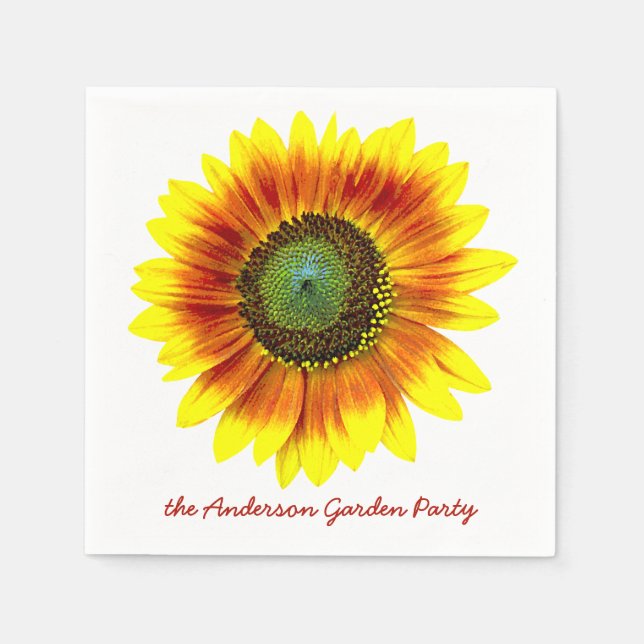 Sunflower Floral Yellow Flower Garden Party Napkins (Front)