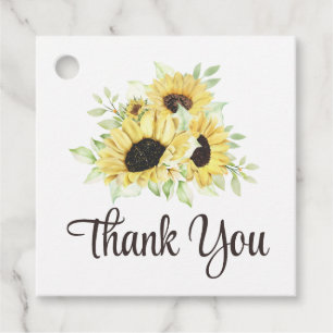Sunflower Floral Yellow Just Married Wedding Favor Tags