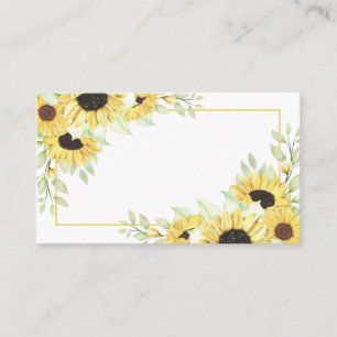 Sunflower Floral Yellow Rustic Garden Wedding Place Card