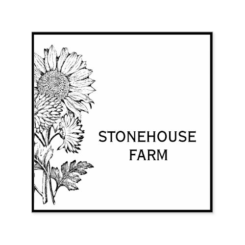 Sunflower Floral Your Business Name Self_inking Stamp