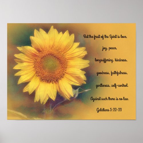 Sunflower Flower Bible Verse Art Poster