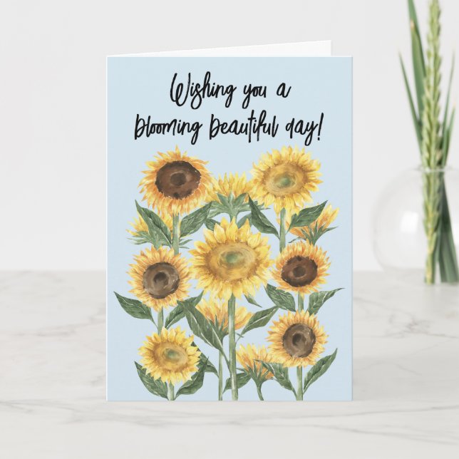 Sunflower Flower Floral Editable Quote Card (Front)