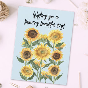 Sunflower Flower Floral Editable Quote Postcard