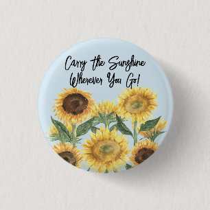 Sunflower Flower Floral Personalized Quote Button