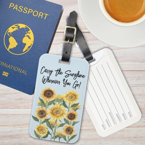 Sunflower Flower Floral Personalized Quote Luggage Tag