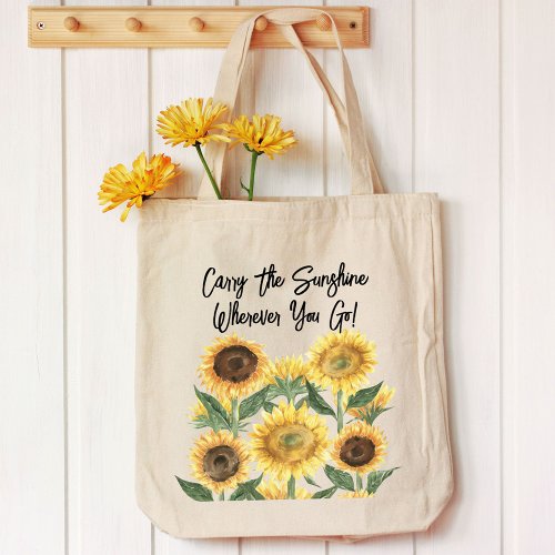 Sunflower Flower Floral Personalized Quote Tote Bag