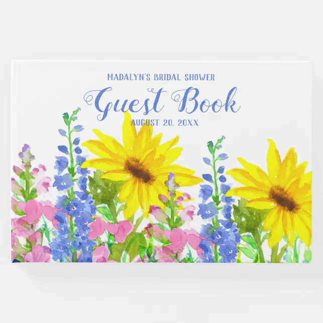 Sunflower Flower Garden Bridal Shower Guest Book Zazzle