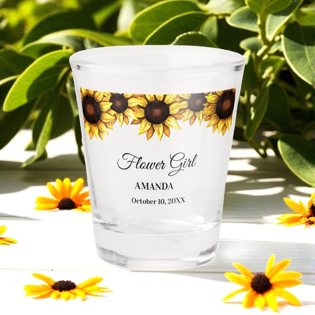 Sunflower Flower Girl Wedding Shot glass (Creator Uploaded)