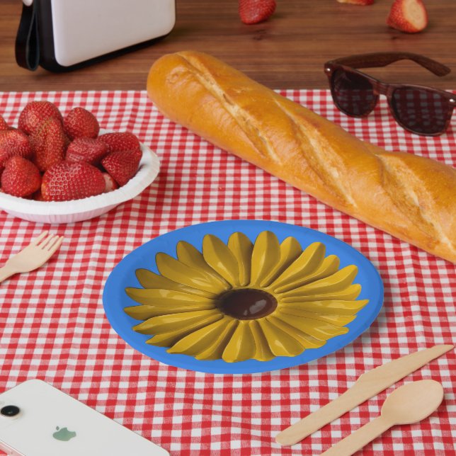 Sunflower Flower Picknic Garden Party Floral Paper Plates (Picnic)