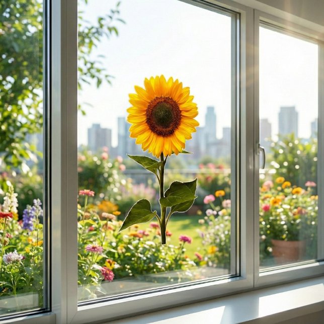 Sunflower Flower Window Cling (Instant garden, no watering required.)