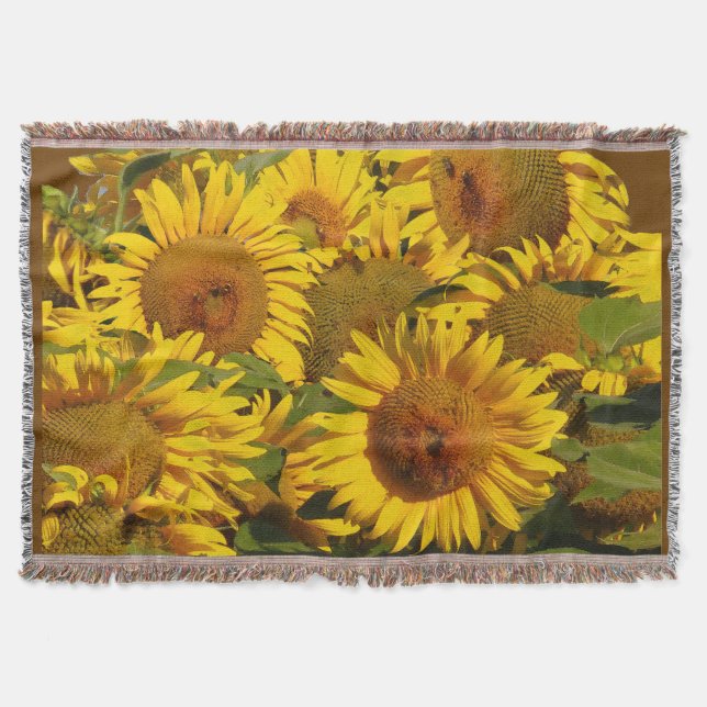 Sunflower Flowers Floral Garden Throw Blanket (Front)