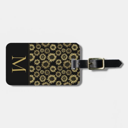 Sunflower Foil Initial Monogram Travel Luggage Tag