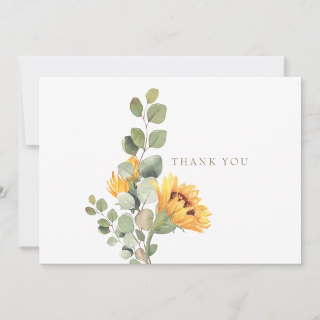 Sunflower Foliage Custom Blank Thank You (Front)