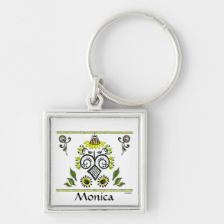 Sunflower Folk Art Name Keyring by Alexandra Cook