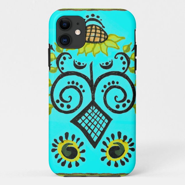 Sunflower Folk Art Pattern with Dots Case-Mate iPhone Case (Back)