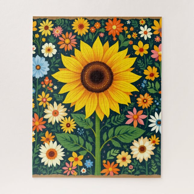 Sunflower Folk Art Puzzle (Vertical)